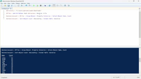 PowerShell Script to List and Count File Extensions