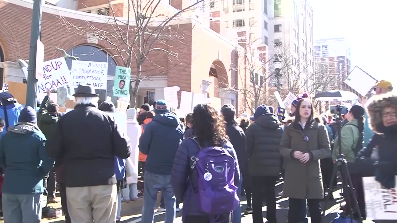 Hundreds protest mass firing of NOAA employees from DOGE cuts