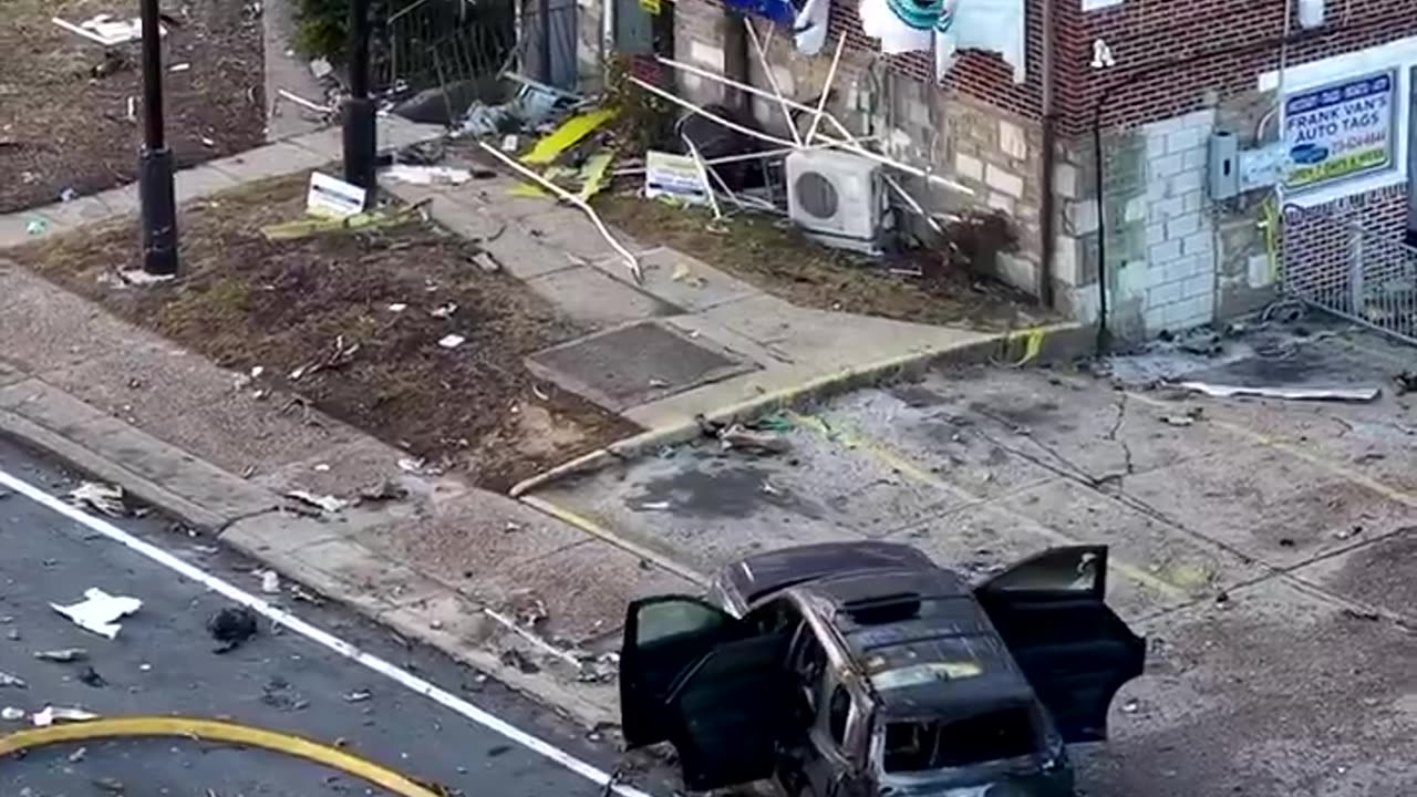 New drone footage shows the aftermath of the plane crash in Philadelphia last night
