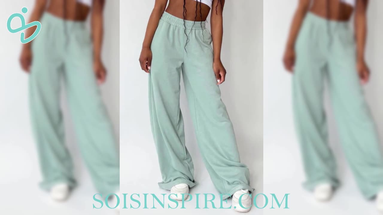 Elastic Waist Wide Leg Pants