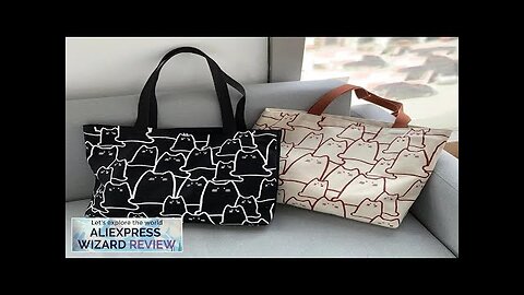 Canvas Bags Handbag for Women Shopper Cute Cat Tote Bag with Zipper Review