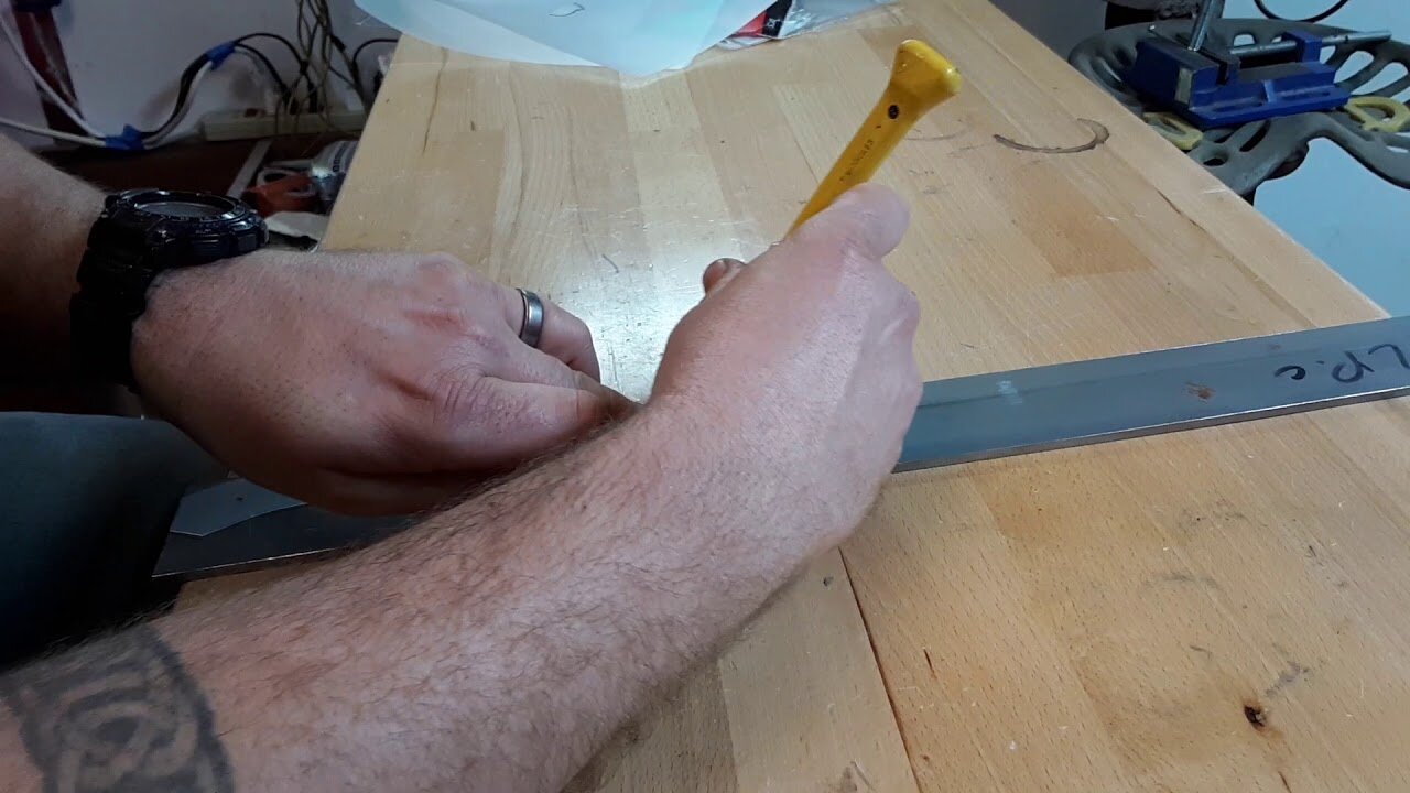 How to Make a Knife Step by Step: Knife build PART 2 how to mark steel for cutting