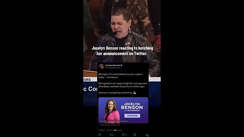 Jocelyn Benson reacting to botching her announcement on Twitter.