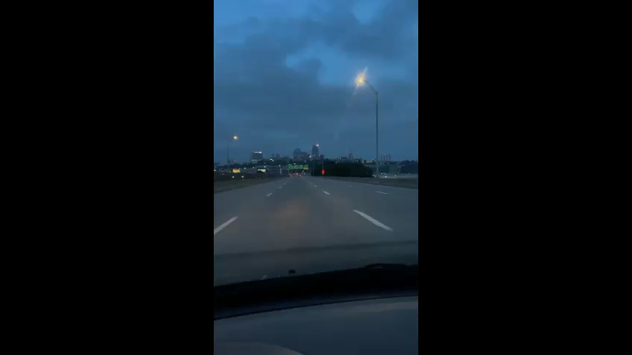 While driving a view of downtown