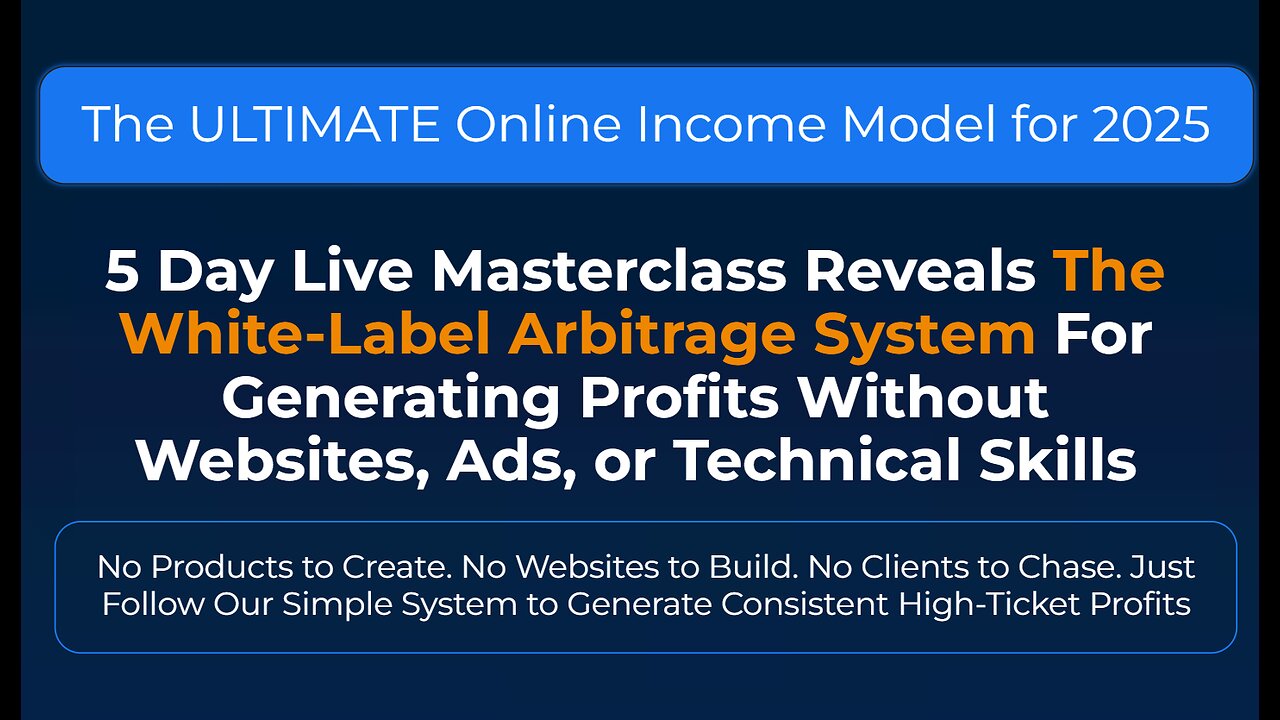 Virtual Commissions: 5-Day Live Masterclass on White-Label Arbitrage for Earning Without Websites