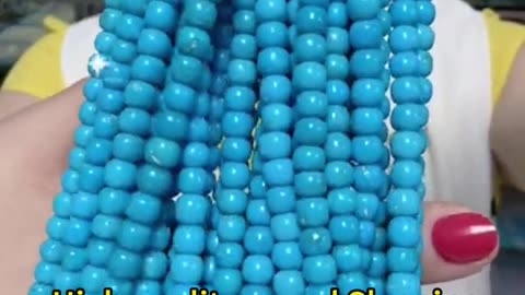 241224-5 High quality round Sleeping Beauty natural sterling treatment turquoise round bead string