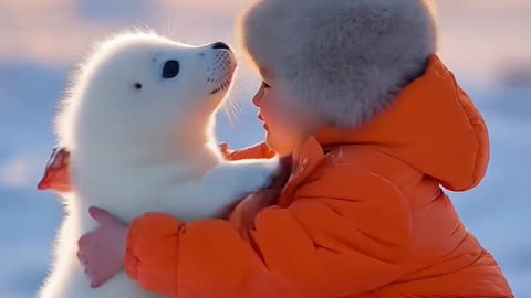 Little seal, Accompanying each other, Watching the sunrise and sunset together