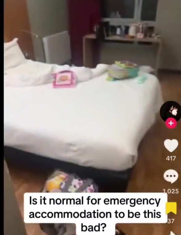 An illegal migrant in the UK complains about the emergency accommodation