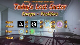 Destiny 2: 3-6-25 Perdition is the Lost Sector. Arc/Strand Surge.