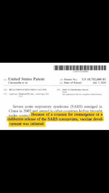 Dr. David Martin: In 2019 Moderna made reference to an ACCIDENTAL or INTENTIONAL release of Respiratory Pathogen in their Patent filings.