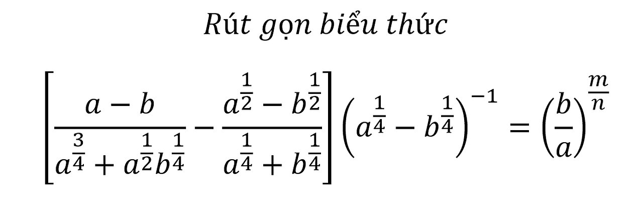 Rút gọn biểu thức [(a-b)/(a^(3/4)+a^(1/2) b^(1/4) )-(a^(1/2)-b^(1/2))/(a^(1/4)+b^(1/4) )]