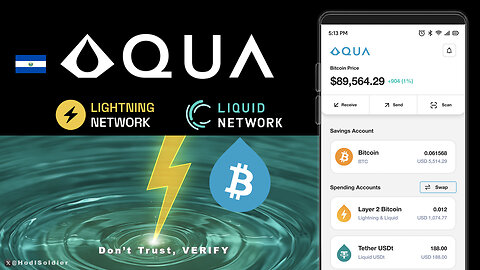 AQUA WALLET: Bitcoin Lightning & Liquid Wallet, Aqua enables self custody of your keys and assets.