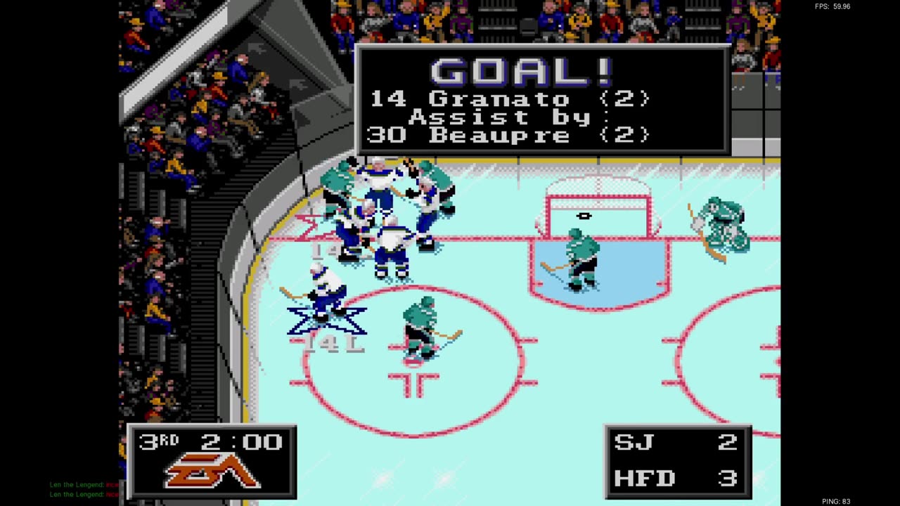 NHL '94 Franchise Mode 1992 Playoffs R1 G1 - Len the Lengend (SJ) at whalers (HAR)