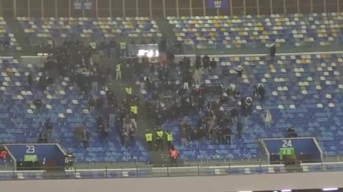 The famous Napoli stadium announcer Decibel Bellini doesn't seem happy to present the team of Lazio