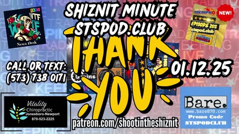 SHIZNIT MINUTE 01.11.25 -BT TALKS MEMPHIS WRESTLING!