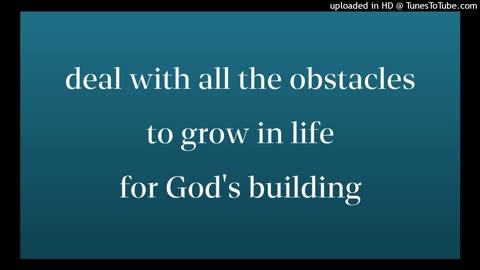 deal with all the obstacles to grow in life for God's building