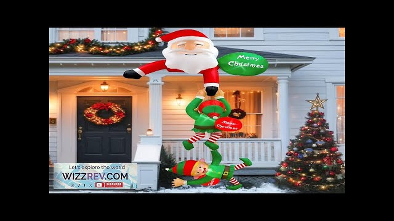 OurWarm 8 FT Hanging Christmas Inflatable Outdoor Decorations Climbing Santa Claus Pulling Review