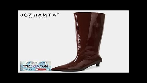 JOZHAMTA Size 34-43 Knee High Boots For Women Genuine Leather Sexy Pointy Review