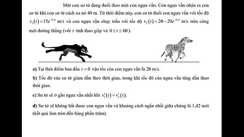 Toán 12: Một con sư tử đang đuổi theo một con ngựa vằn. Con ngựa vằn nhận ra con sư tử khi