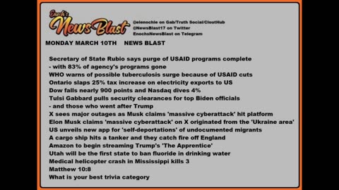 Monday, March 10, 2025 News Blast