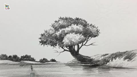 How to draw River side Tree in Scenery Art