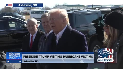 President Trump Takes Questions From Press Upon Arrival In Asheville, NC