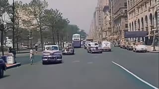 New York 1940s: Driving Downtown in Color