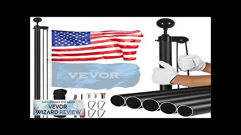 VEVOR 25FT Detachable Flagpole Kit Heavy Duty Aluminum Flag Pole American Black Review