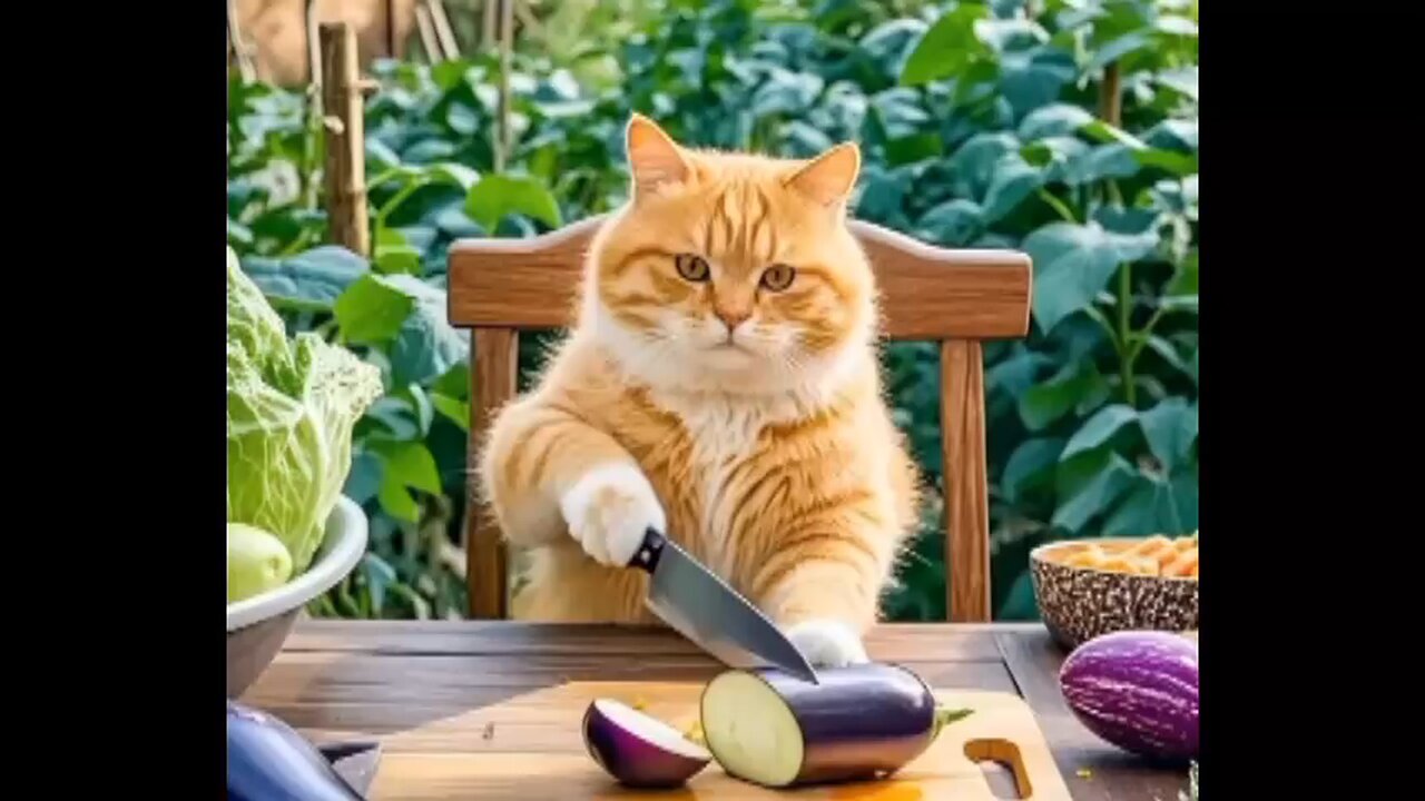 cat making delicious food 🤤