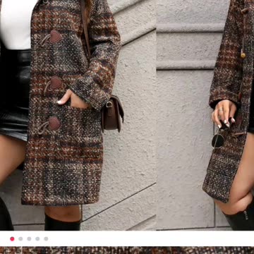 Fashion Designers Plus Size Plaid Print Button-Front Hooded Coat