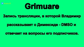 Grimuare. Запись трансляции, в которой Владимир рассказывает о Димексиде - DMSO ...