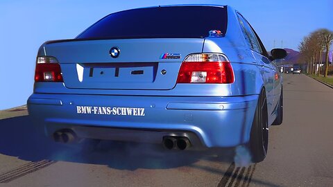 BMW M5 E39 V8 Sound + 0-280 Acceleration Autobahn Onboard Flames Eisenmann Exhaust