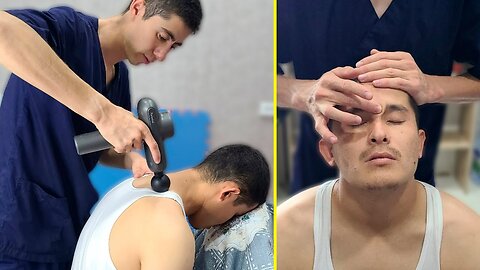 MASSAGE THERAPY ON CHAIR (ASMR Head, Back, Face Massage w ASMR Tool)