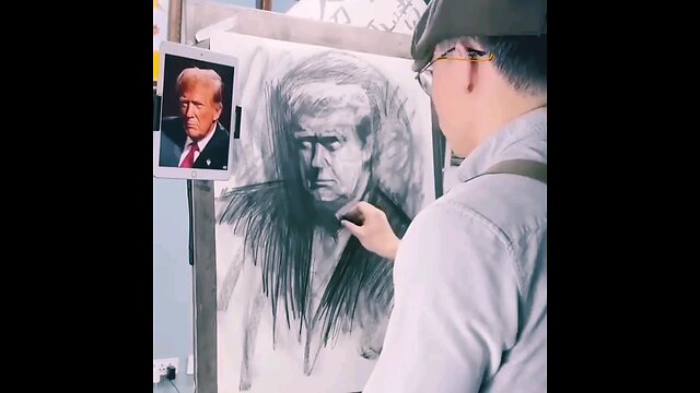 He draws Trump in a crazy way...يرسم ترامب بطريقة مجنونة.