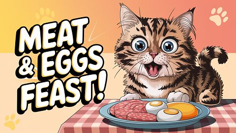 "Adorable Cat Enjoys Meat & Eggs Feast 🐾 | Funny Cute Cat Moments"