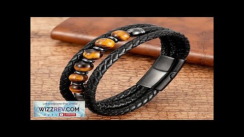 2021 Trendy Multilayer Leather Bracelets Men Jewelry 9 Style Round Stone 8mm Review