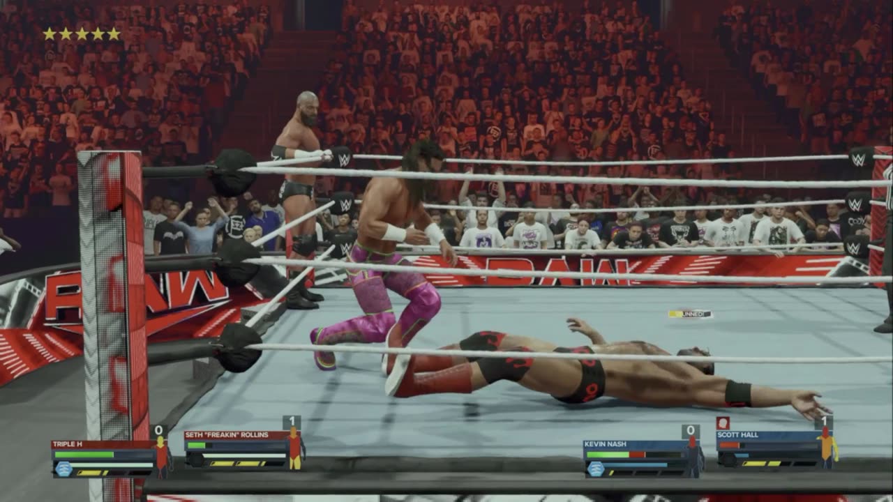 wwe 2k24 universe mode Raw Triple H and Seth Rollins VS Scott Hall and Kevin Nash S 1 E 5