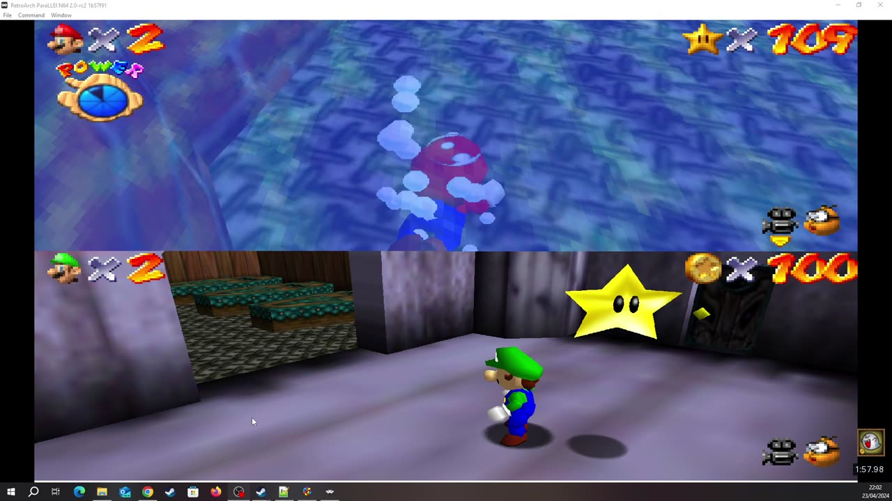 Super Mario 64 Multiplayer Splitscreen [Remaining RA] - Coin-Rush in Big Boo's Haunt [NC]
