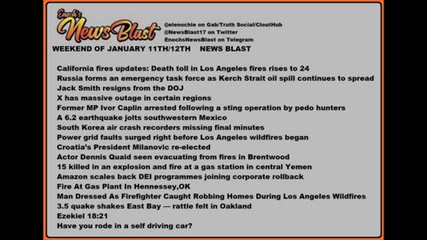 Weekend of January 11/12, 2025 News Blast