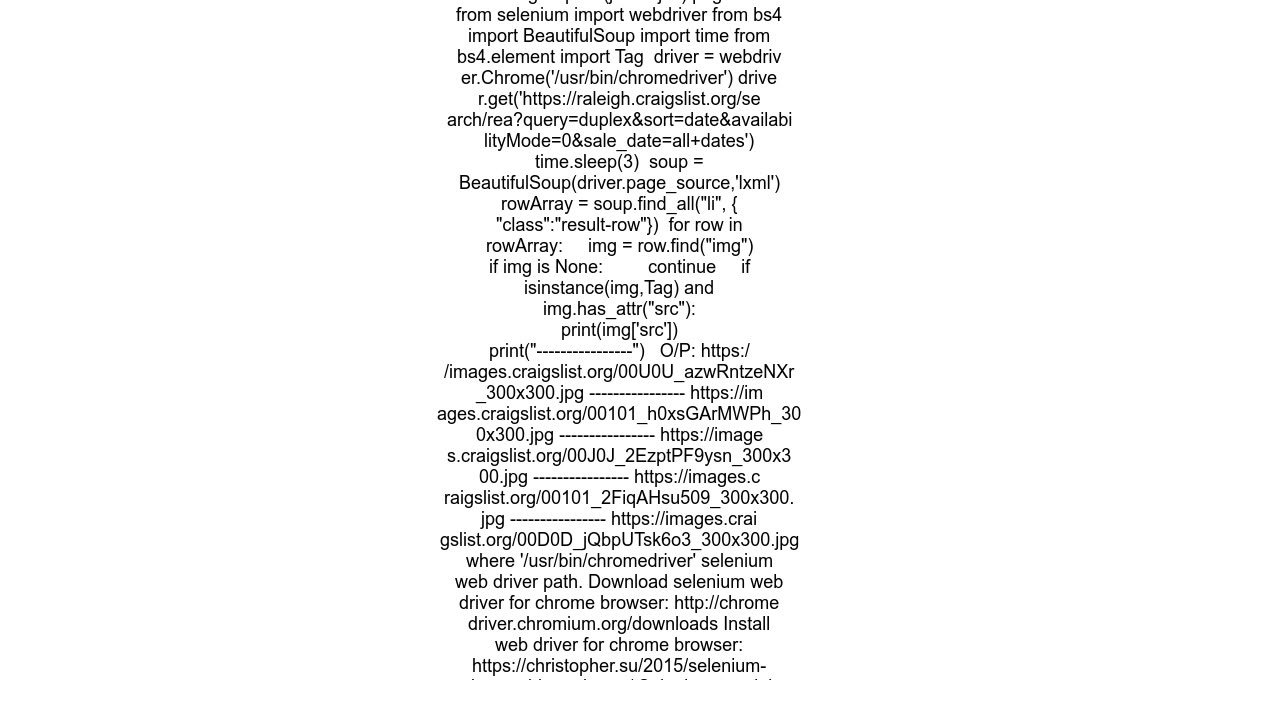 Scraping each image from a craigslist search