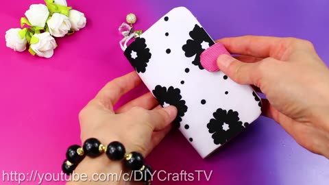 DIY FLIP PHONE CASE NO SEW & FAST WAY TO MAKE WITH CREDIT CARD HOLDER