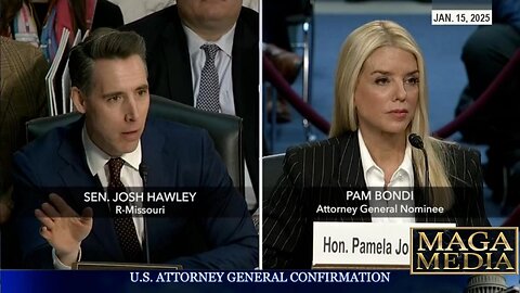 Senator #JoshHawley at Pam Bondi AG confirmation hearing * Jan. 15, 2025