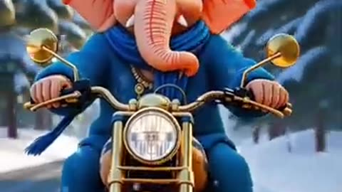 Ganpati Bappa Riding Bike