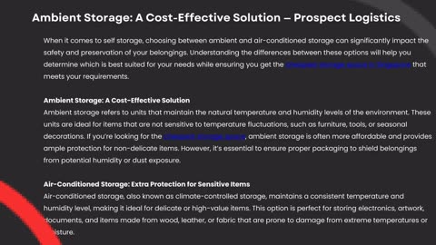 Ambient Storage: A Cost-Effective Solution — Prospect Logistics