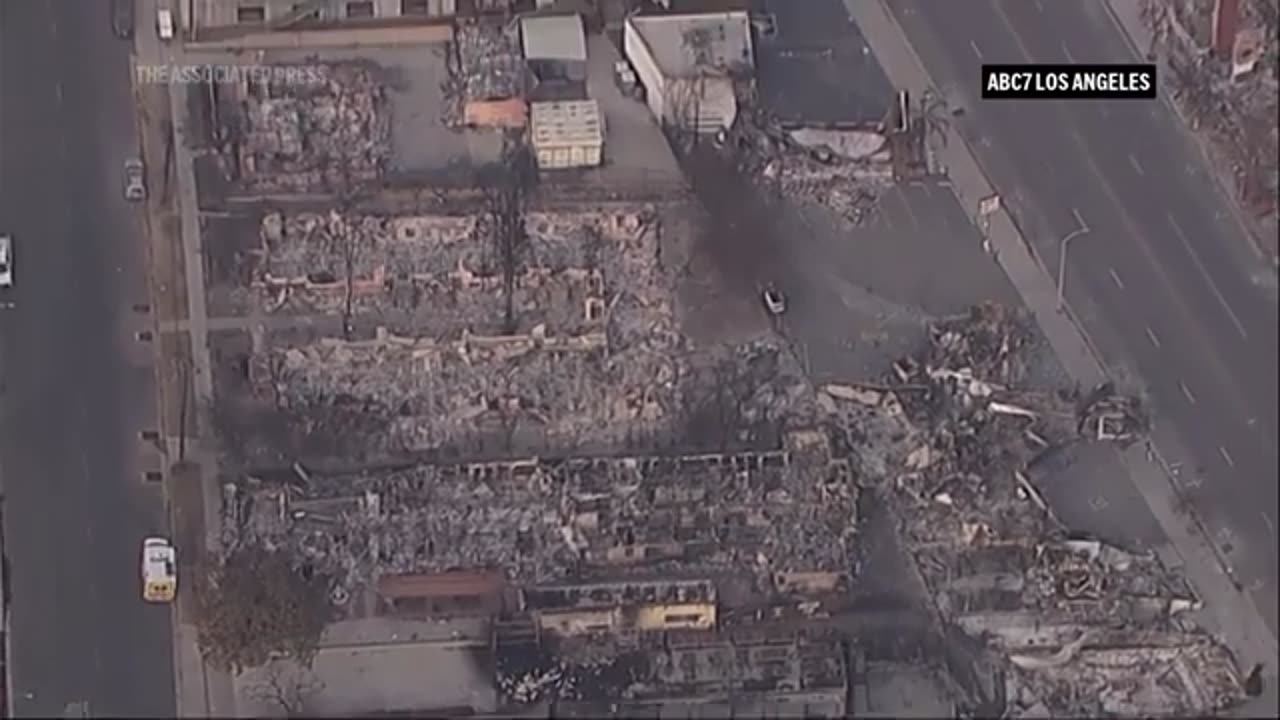 Watch the scale of damage and areas in Altadena still smoldering from LA fires