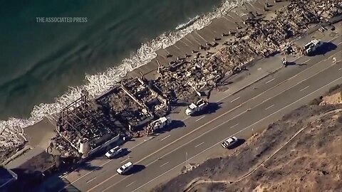 Aerial footage shows extensive damage left behind by Palisades wildfires