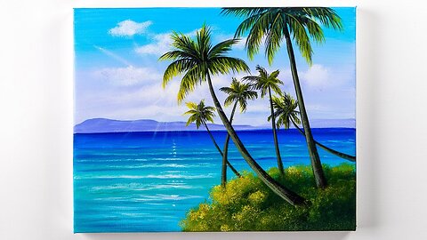 Easy way to paint a Beach Scene _ Beach Acrylic Painting