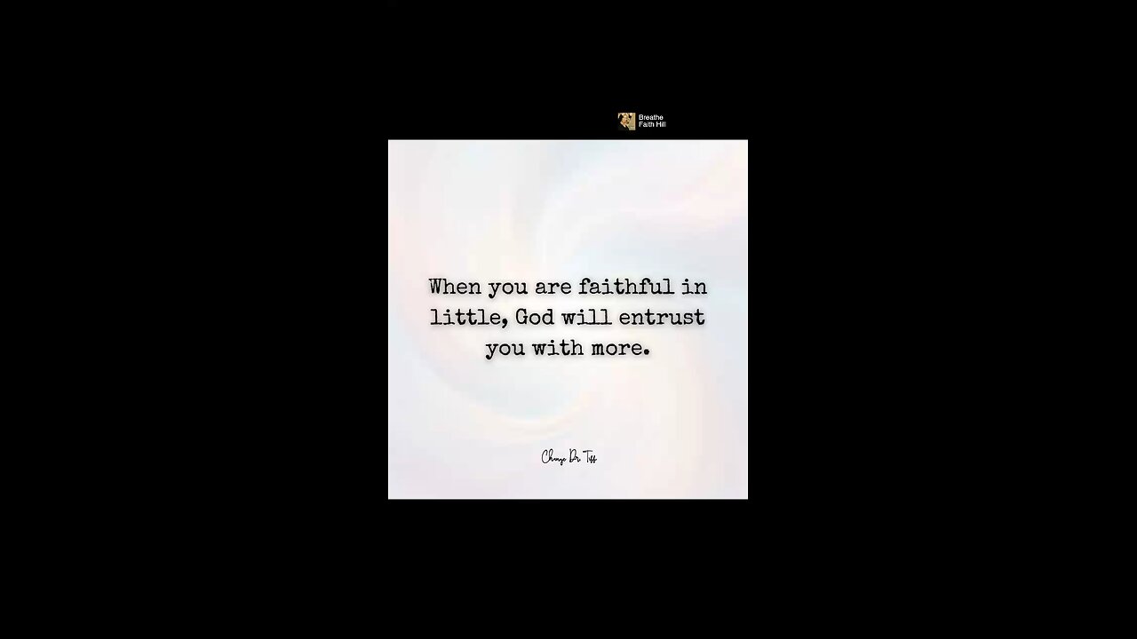 Be faithful