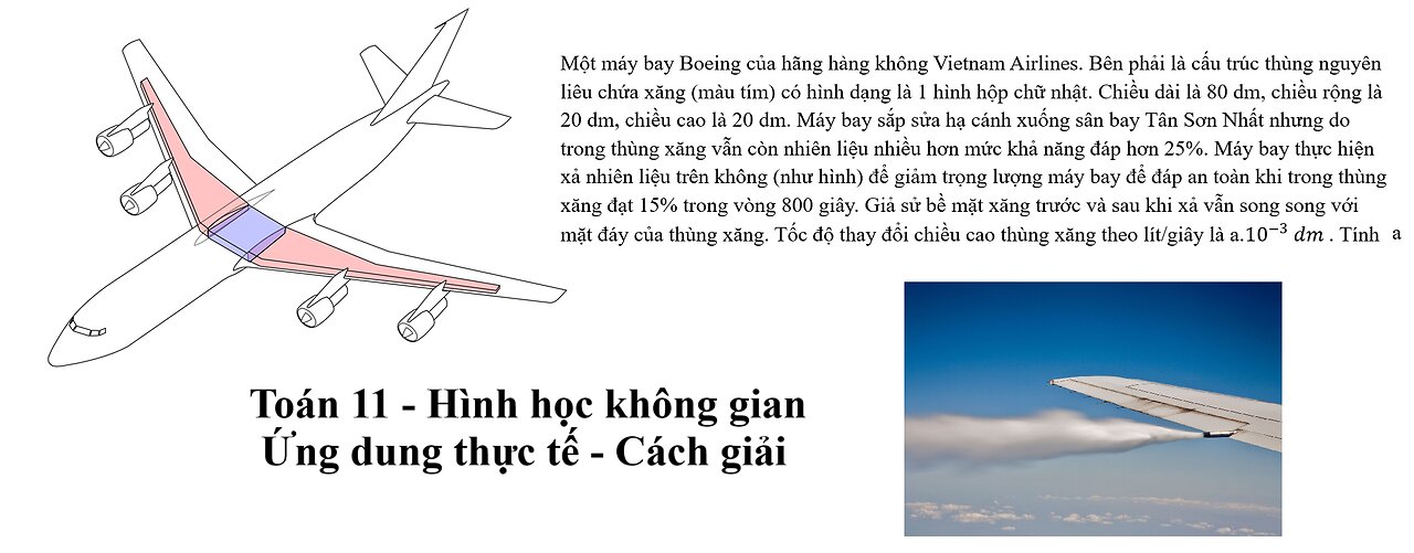 Toán 11: Một máy bay Boeing của hãng hàng không Vietnam Airlines. Bên phải là cấu trúc