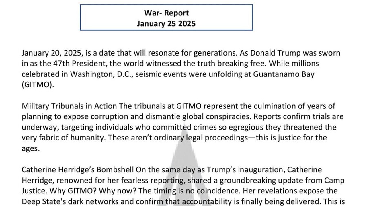 WAR REPORT - JANUARY 25 2025 - A DATE THAT WILL RESONATE FOR GENERATIONS